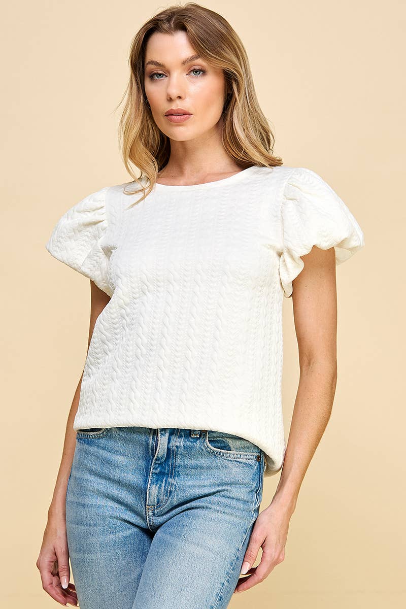 Textured Puff Sleeve Top