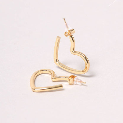 14K Gold-Dipped Heart Hoop Earring