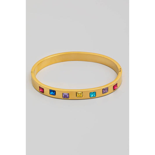 Stainless Steel Gem Studded Bangle Bracelet