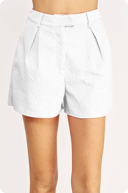 Texture Embossed Pleated Shorts