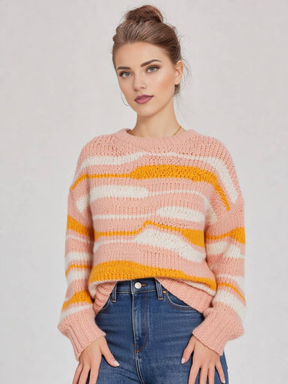 Multi Color Casual Knit Sweater Top