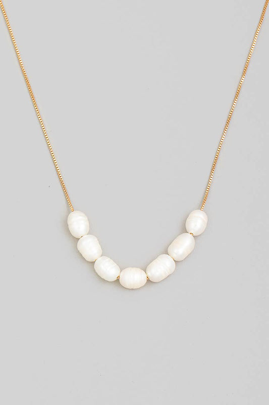 Pearly Bead Charms Dainty Chain Necklace
