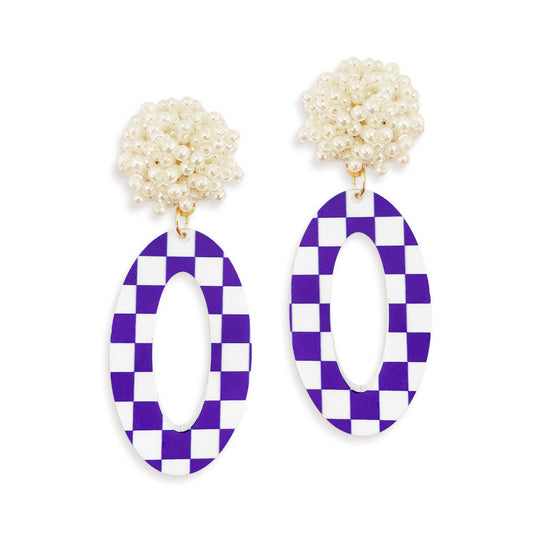 Game Day Check Oval Earrings