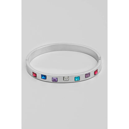 Stainless Steel Gem Studded Bangle Bracelet