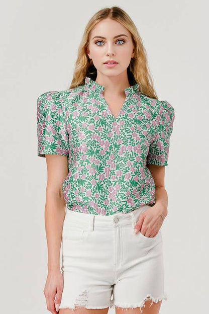 Textured Floral Top