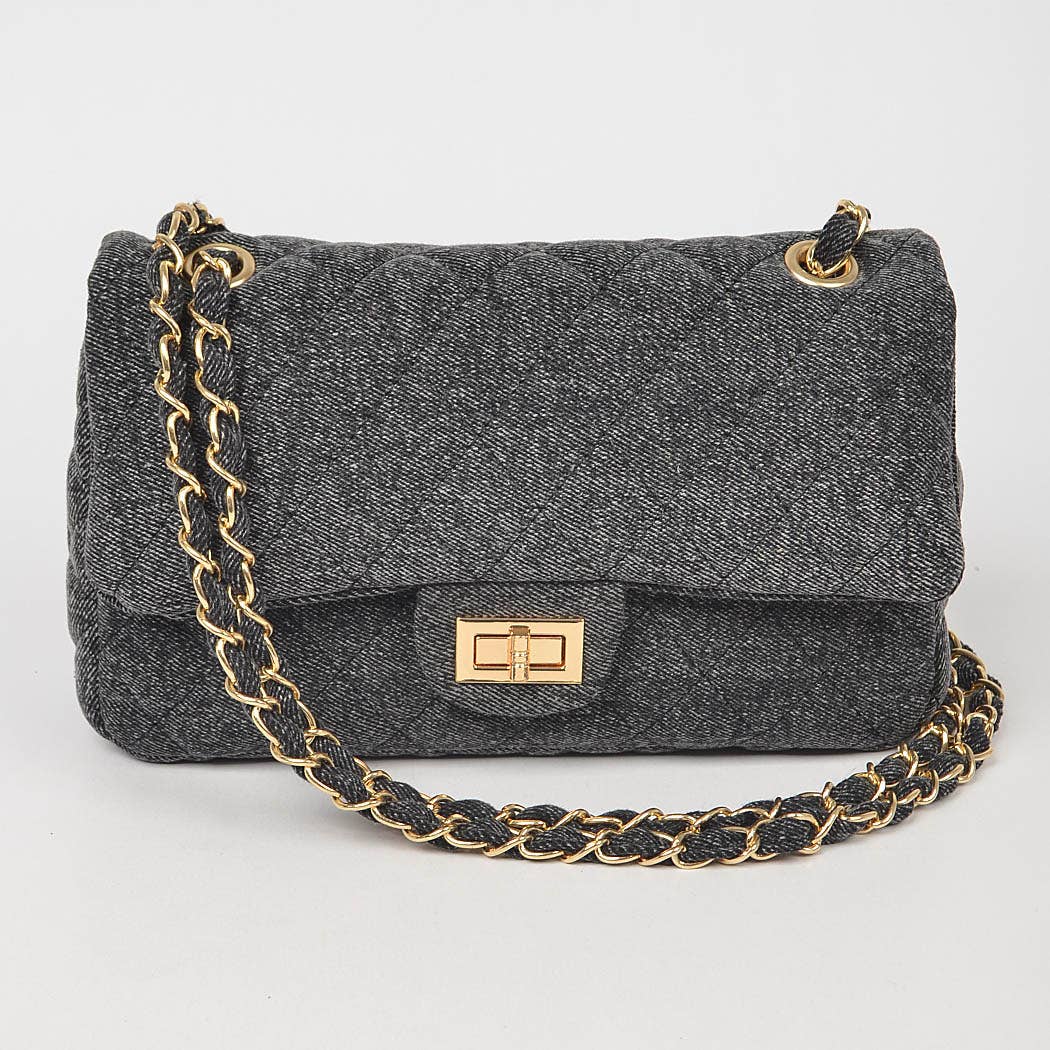 Quilted Denim Shoulder Bag