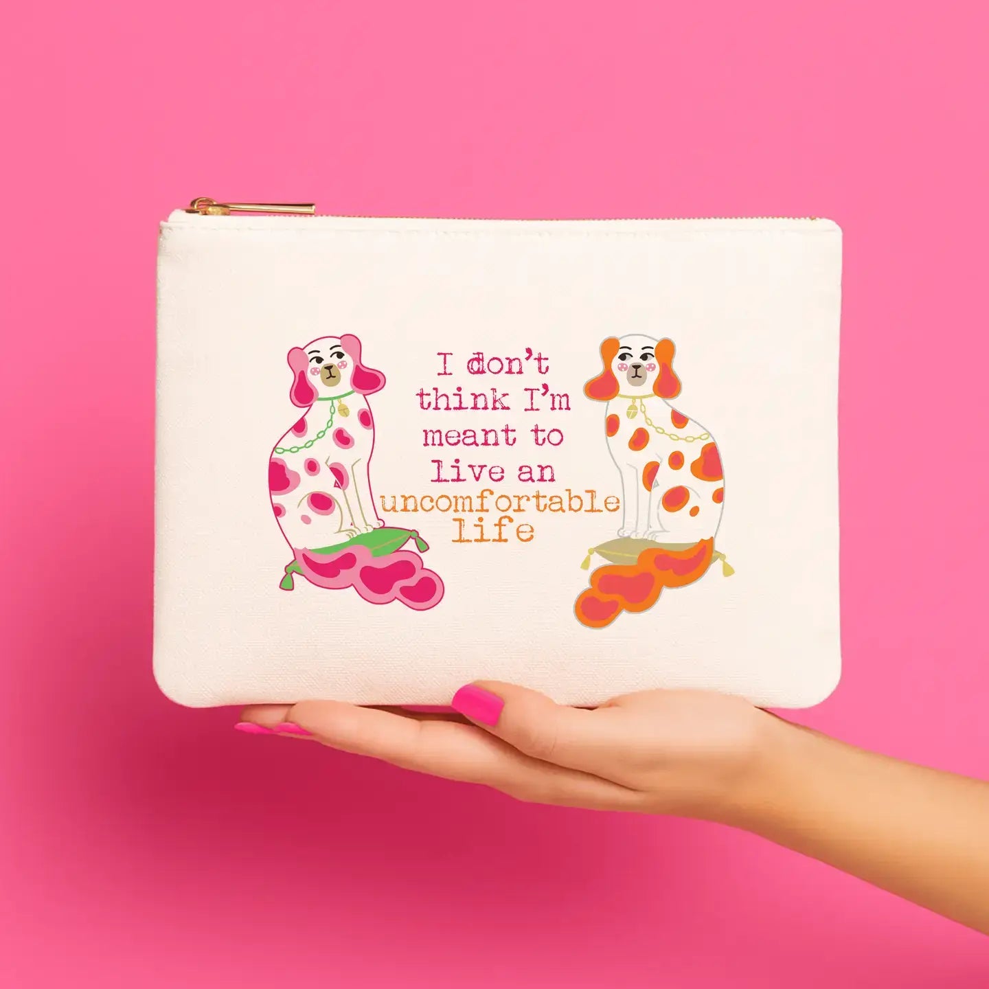 Uncomfortable Life Spaniel Gift Pouch Saffiano Leather Bag