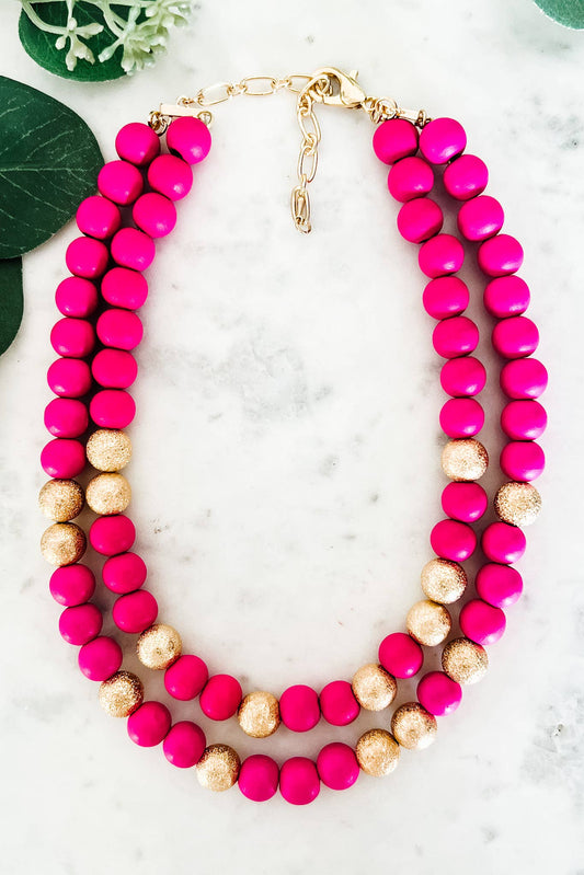Fuchsia Beaded Necklace