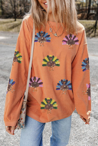 PRE- ORDER Turkey Graphic Corded Baggy Sweatshirt