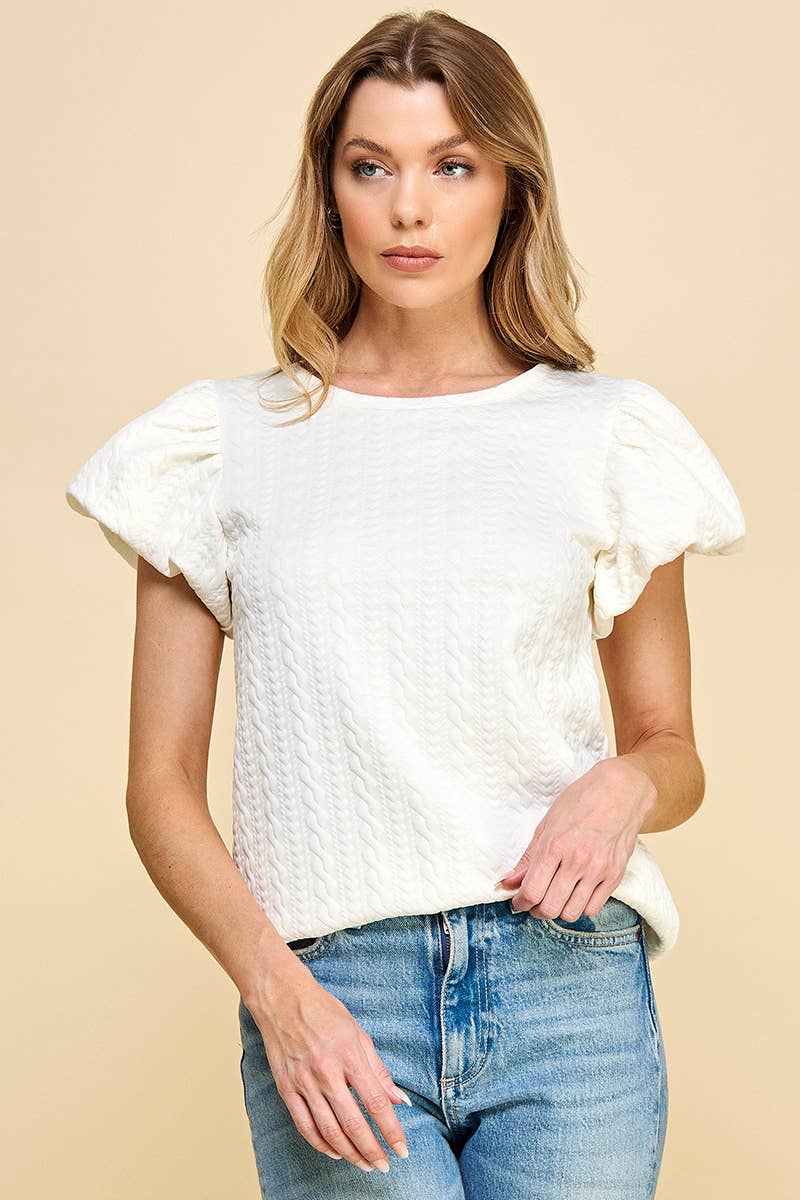 Textured Puff Sleeve Top
