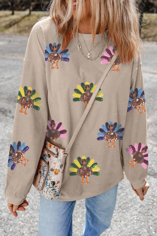 PRE- ORDER Turkey Graphic Corded Baggy Sweatshirt
