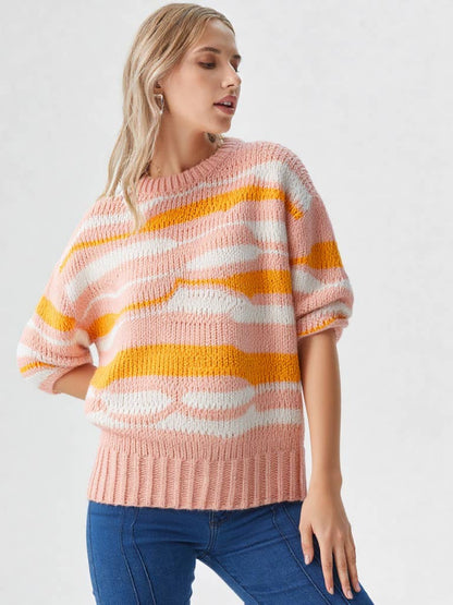 Multi Color Casual Knit Sweater Top