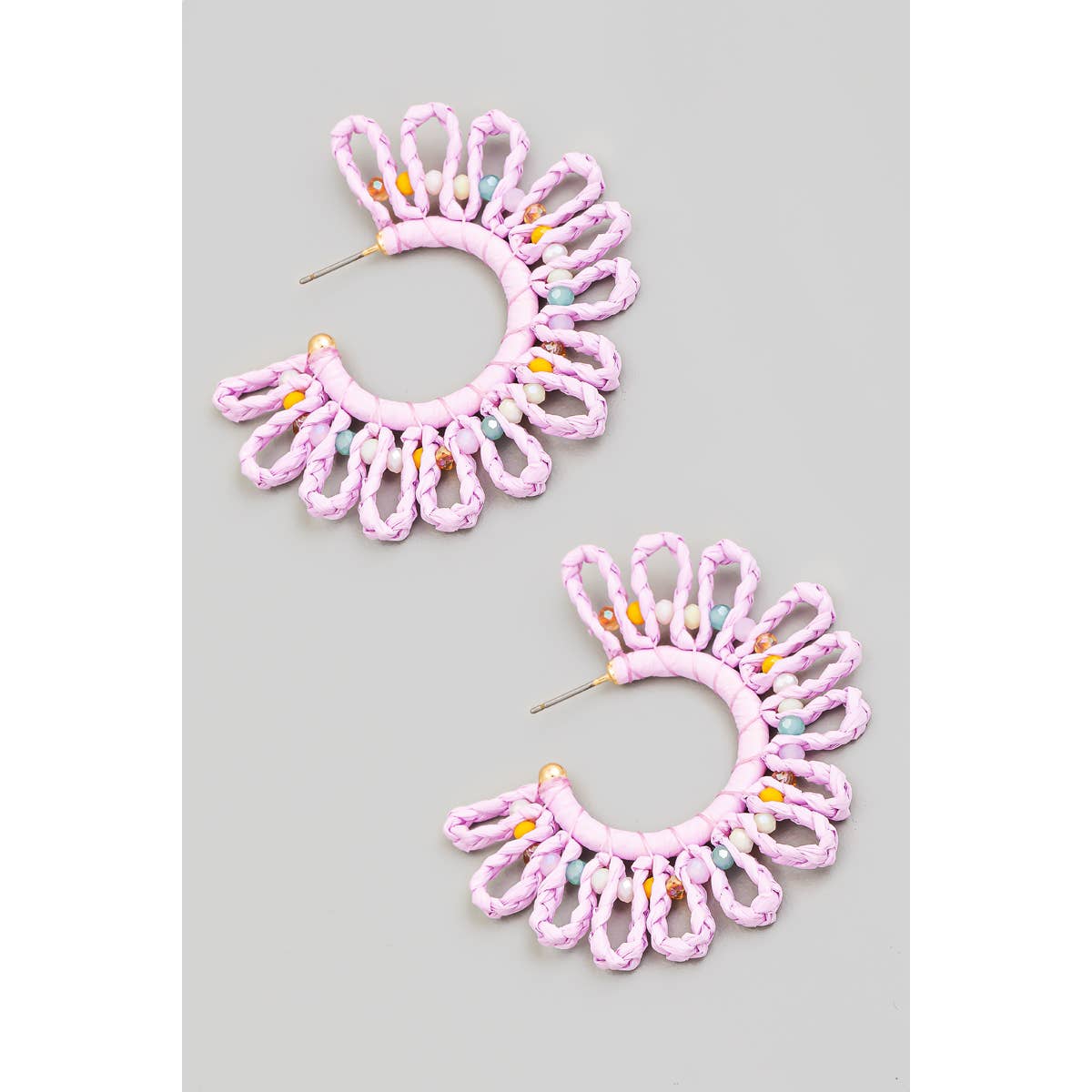 Paper Braided Flower Hoop Earrings