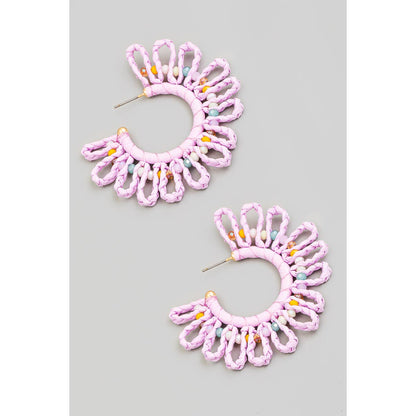 Paper Braided Flower Hoop Earrings