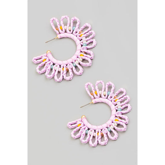 Paper Braided Flower Hoop Earrings