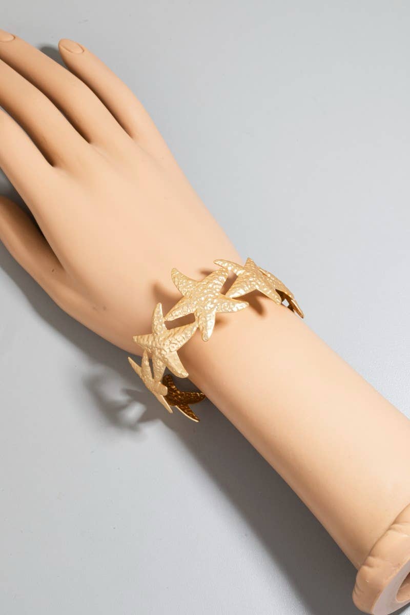 Matte Metallic Starfish Link Cuff Bracelet