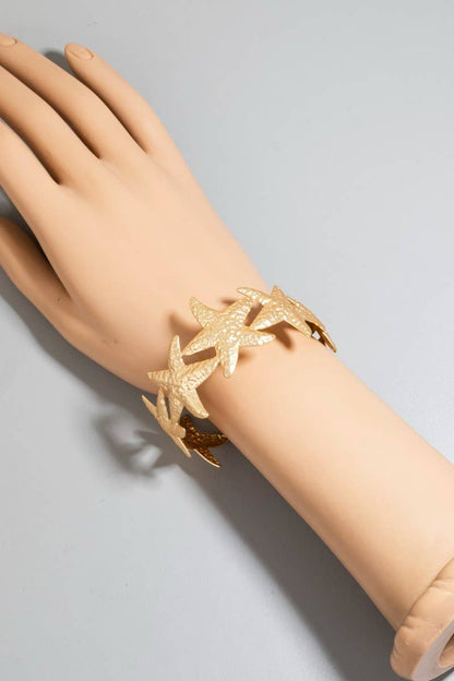 Matte Metallic Starfish Link Cuff Bracelet