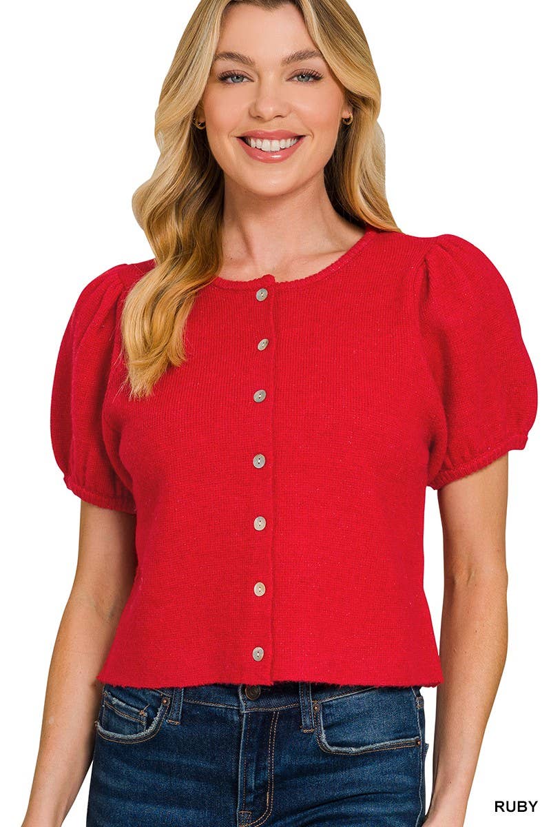 Puff Sleeve Cardigan Sweater