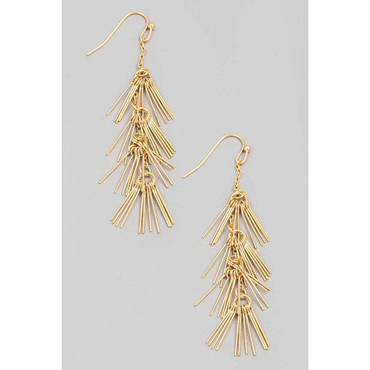 Dainty Metallic Bar Fringe Dangle Chain Earrings