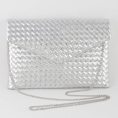 Woven Envelope Cross Chain Body Clutch