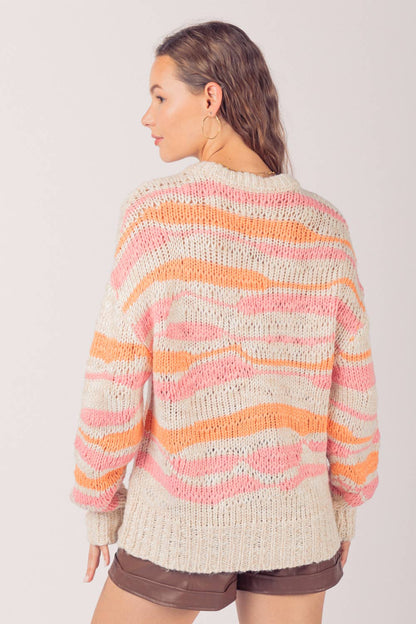 Multi Color Casual Knit Sweater Top