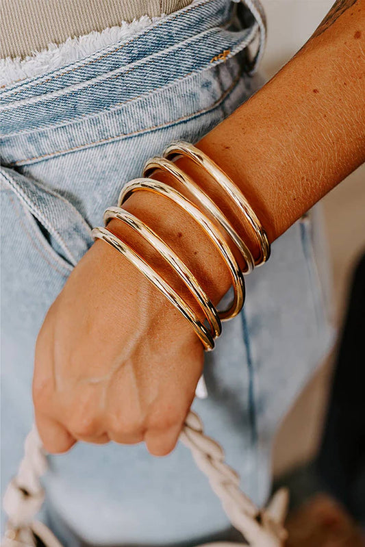 Multi Layer Plated Alloy Bangle Bracelet