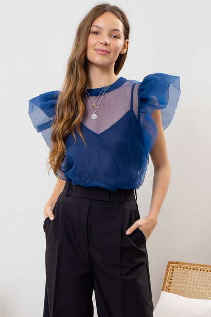 OVERSIZED RUFFLE ORGANZA TOP