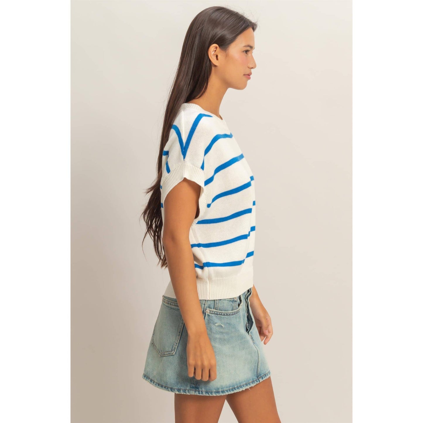 Striped Crew Neck Knit Top