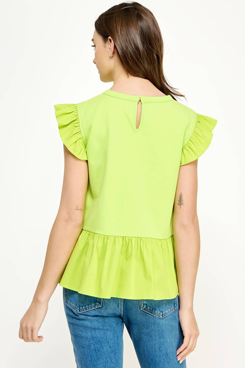 Poplin Contrast Knit Top