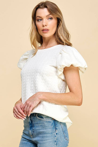 Textured Puff Sleeve Top