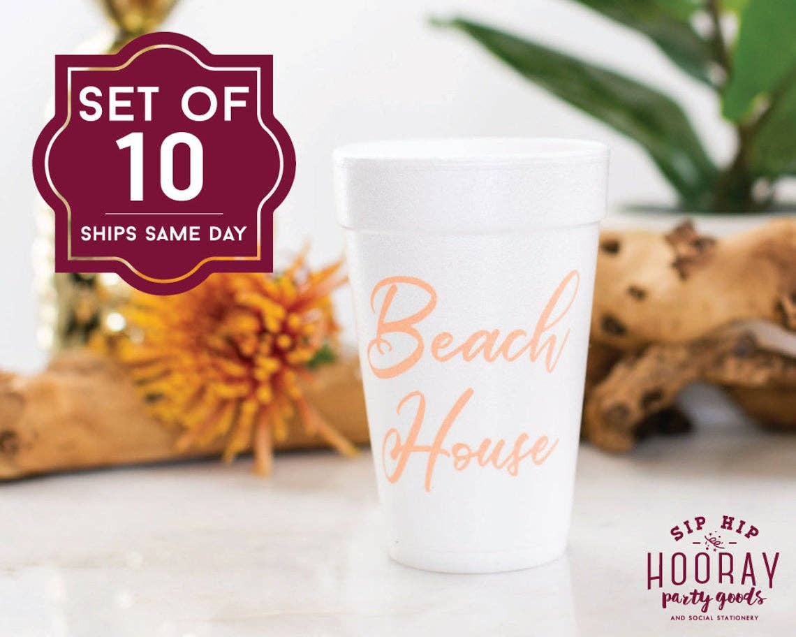Beach House Foam Cups -Summer