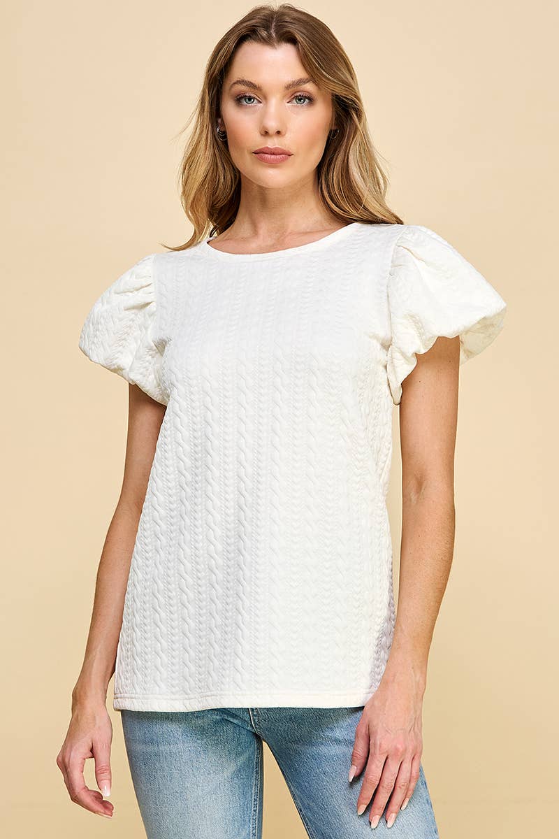 Textured Puff Sleeve Top