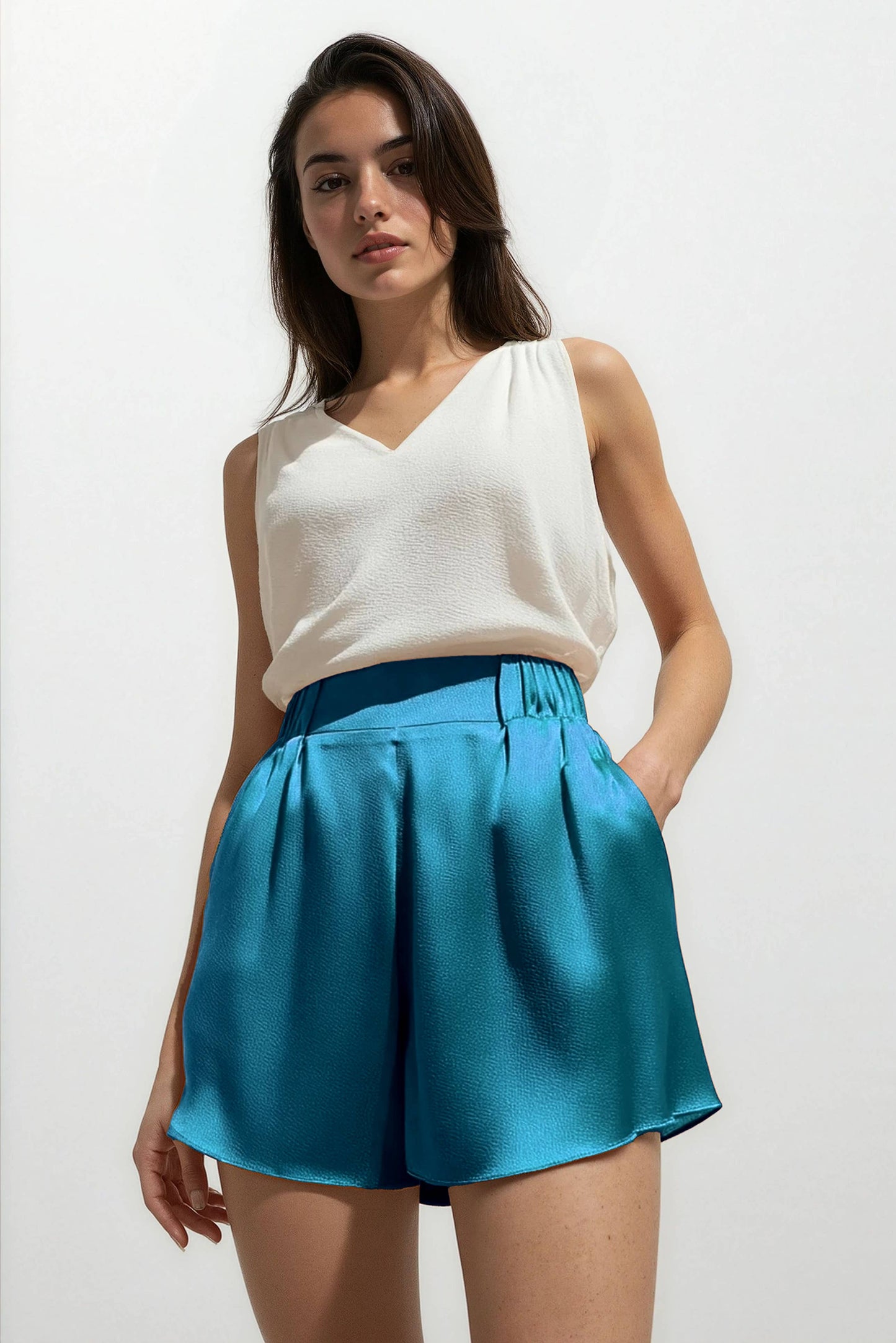 PRE ORDER Hammer Satin Elastic Waist Flirty Shorts