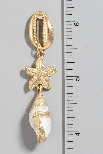 Shells And Starfish Dangle Chain Earrings