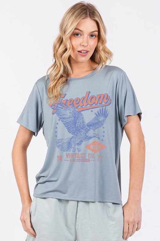 Freedom 1976 Vintage Eagle Graphic Rayon Top