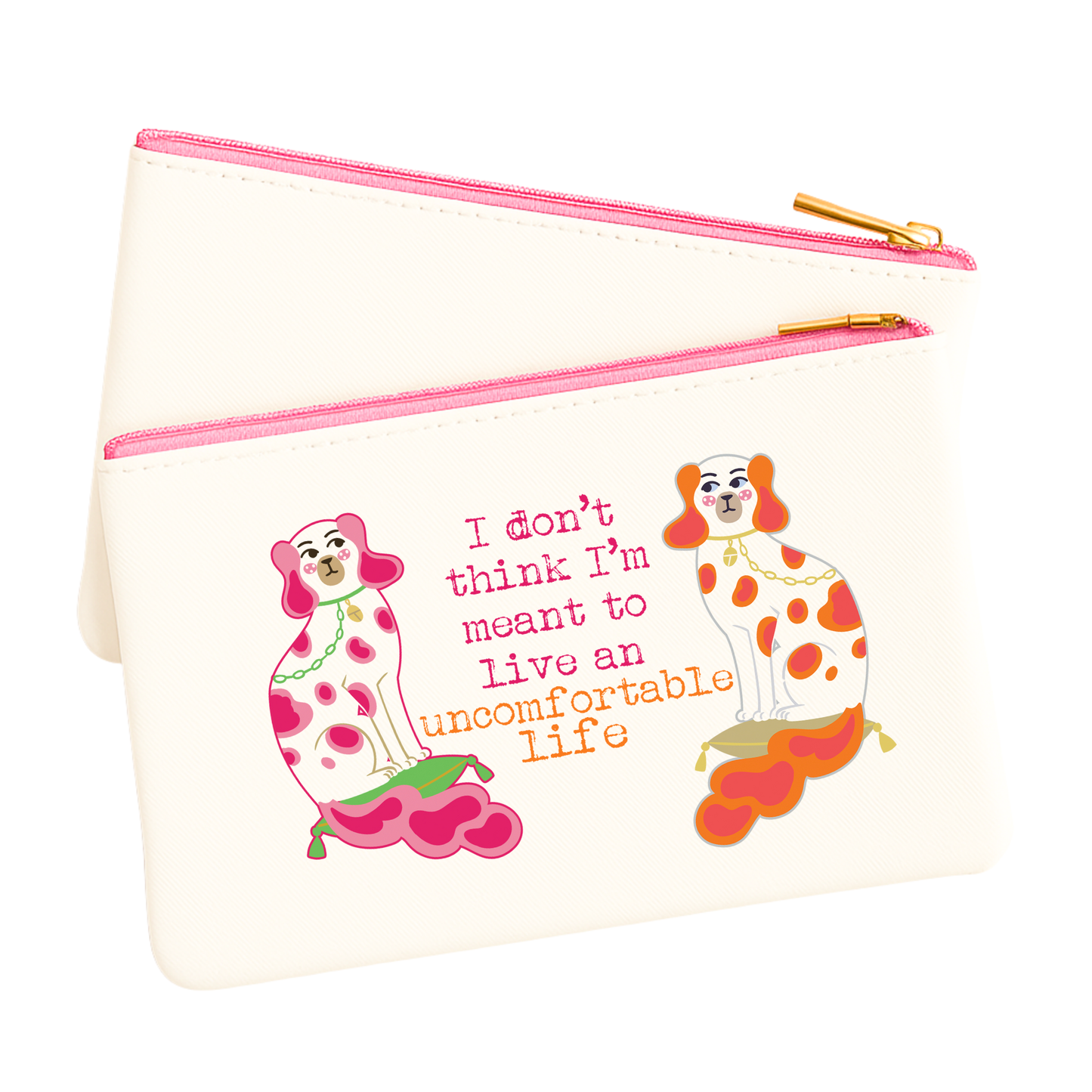 Uncomfortable Life Spaniel Gift Pouch Saffiano Leather Bag