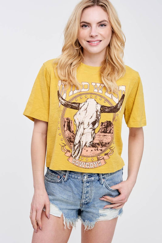 Wild West Longhorn Western Vintage Graphic Top