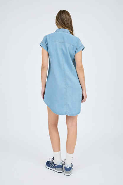 POCKET DETAIL COLLARED BUTTON DOWN MINI DRESS