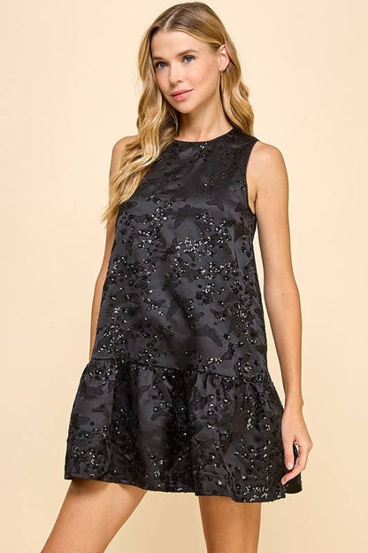 Butterfly Print Dropped Waist Dress