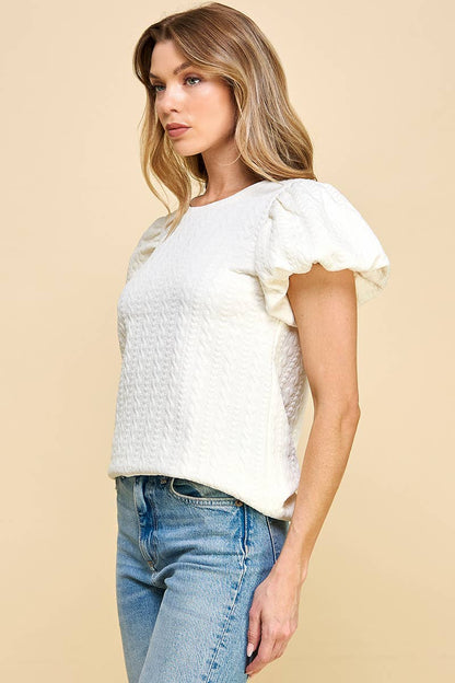 Textured Puff Sleeve Top