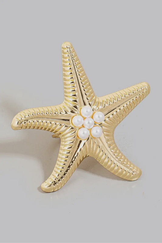 Pearl Studded Starfish Ring