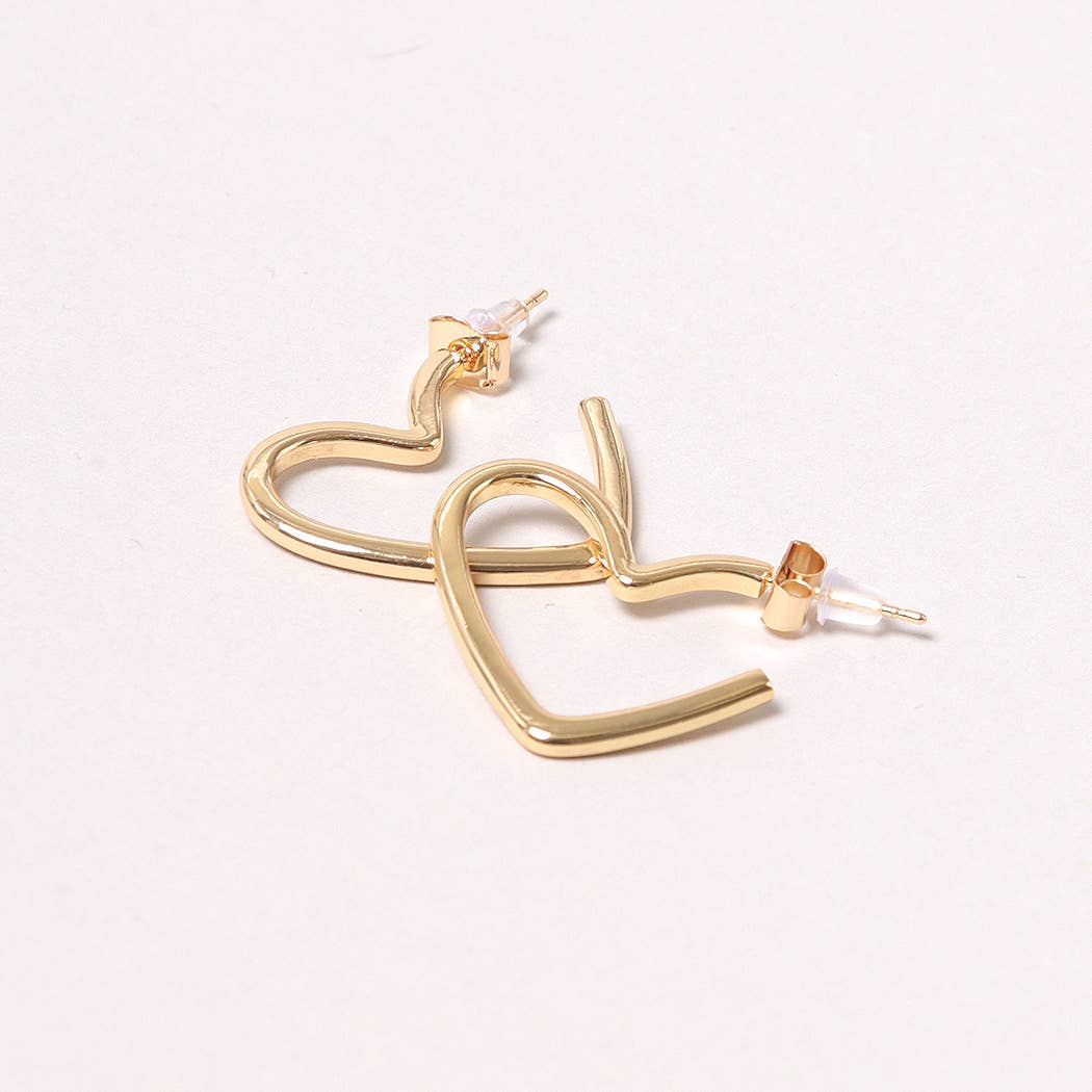 14K Gold-Dipped Heart Hoop Earring