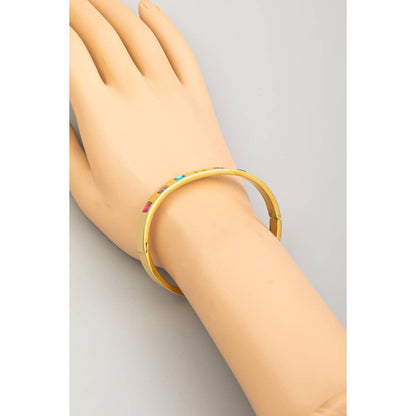 Stainless Steel Gem Studded Bangle Bracelet