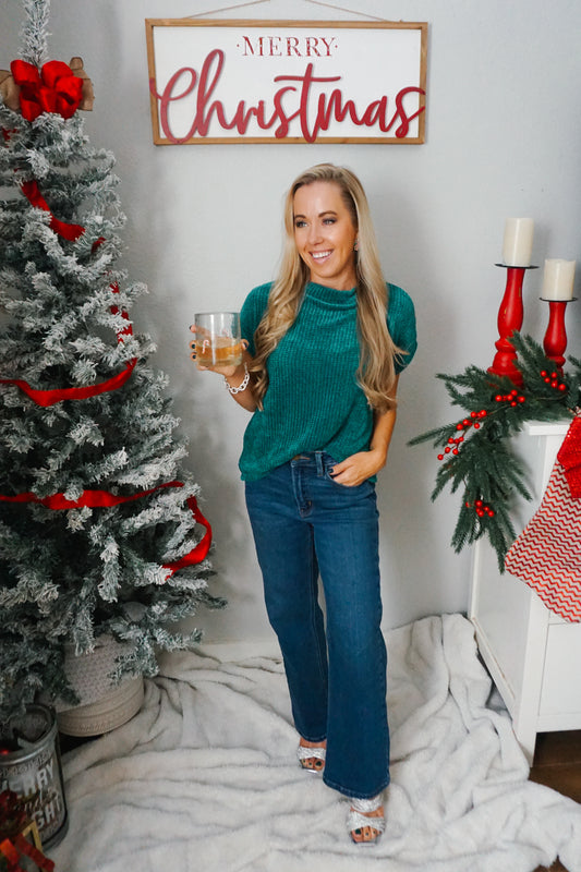 Chenille Waffle Short Sleeve Sweater