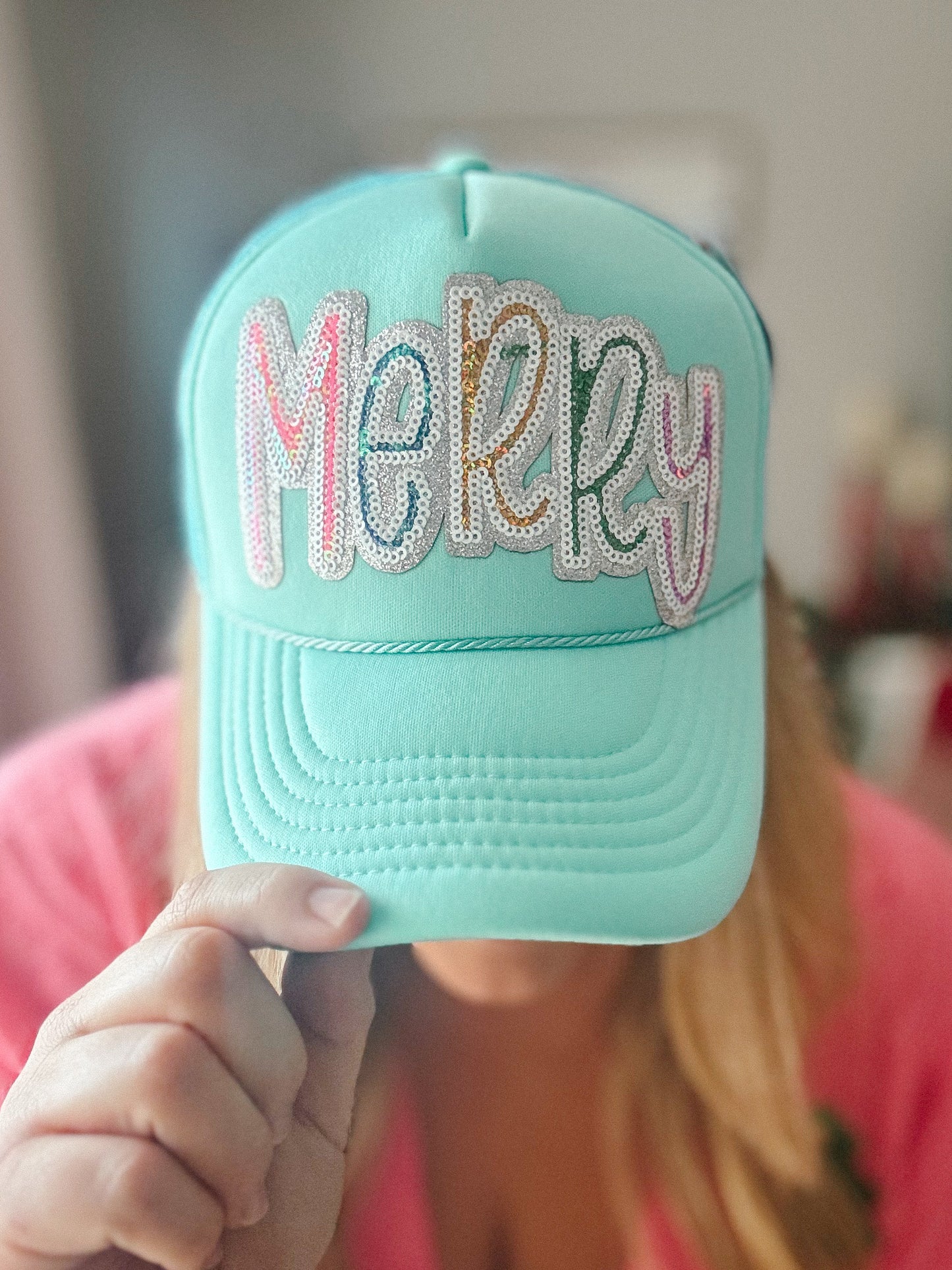 Sequin MERRY Trucker Hat