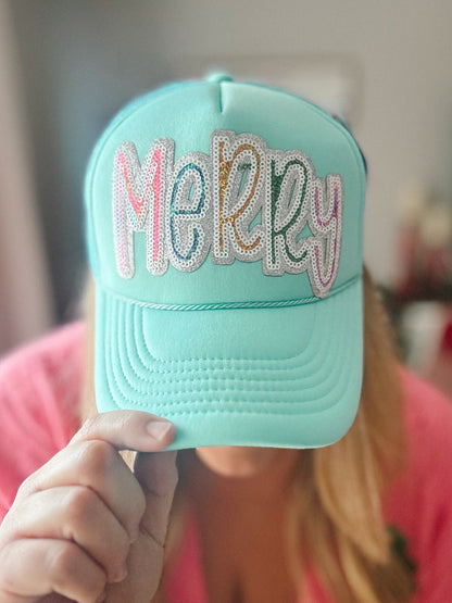 Sequin MERRY Trucker Hat