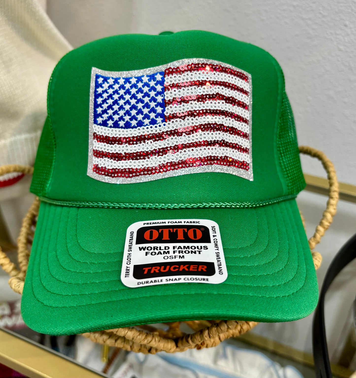 Sequin Flag Trucker
