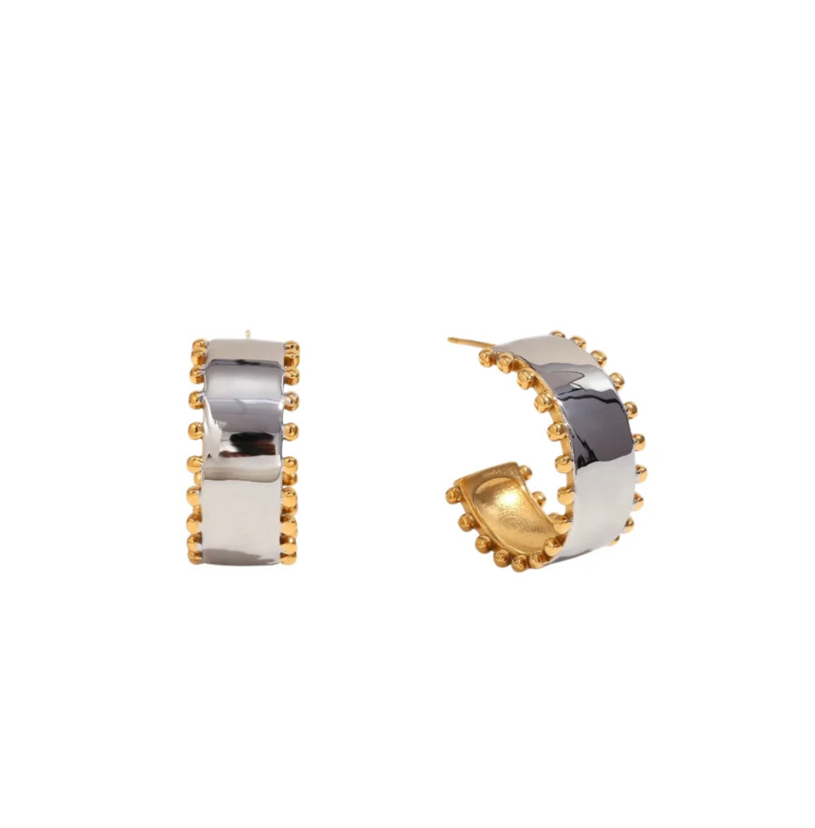 Bold Duo Hoops ~ 18k Gold Plated Stainless Steel Water Resistant ~ Deep South Originals
