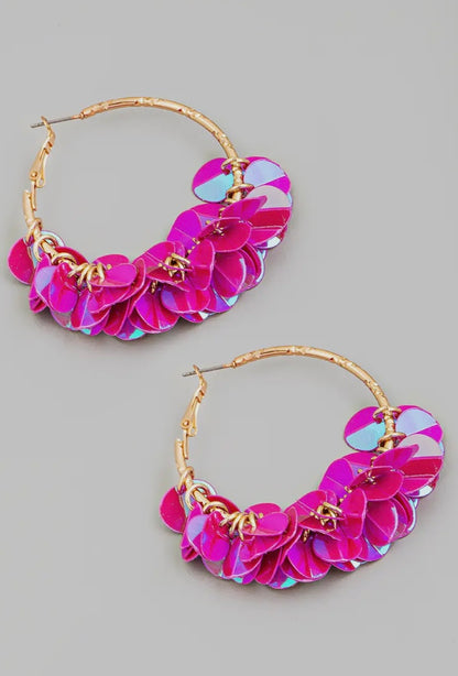 Shiny Multi Sequin Hoop Earrings