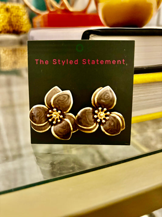 Enamel floral earrings